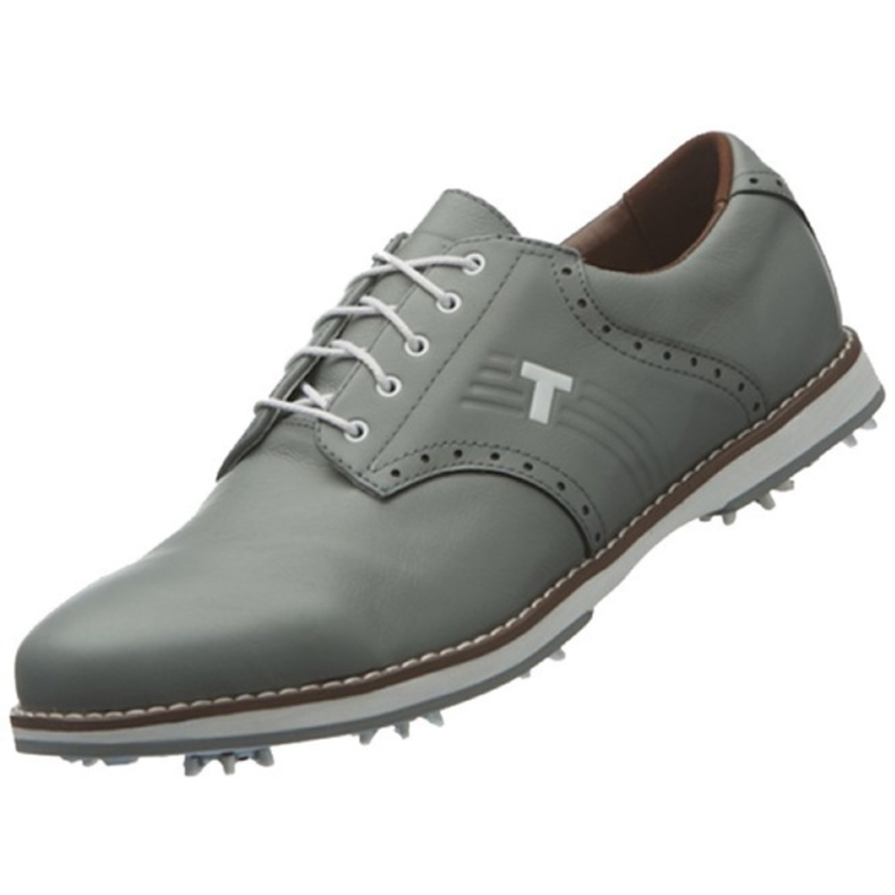 True Linkswear Classix Golf Shoe mens‎ 7 women’s 8.5 Grey Leather Spikes Oxford